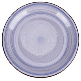 Set 6 piatti fondi in gres dipinto a mano, indaco, 4 Toni