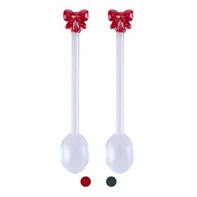 Set 2 cucchiaini dessert in vetro borosilicato, Natale coi fiocchi