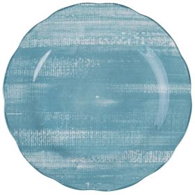 Piatto piano in porcellana, turchese, Versilia