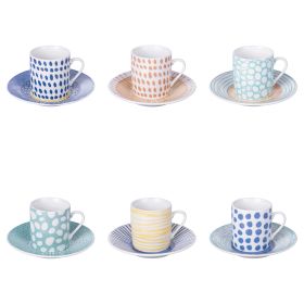 Set 6 tazzine 90 ml con piattino, Marea