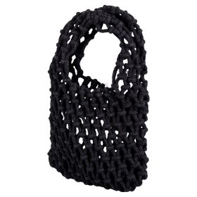 Mini bag da spiaggia, intrecciata 15x30 cm, nero, Macram&#232;