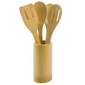 Set 5 utensili in bamb&#249; con porta utensili, S&#236;Chef