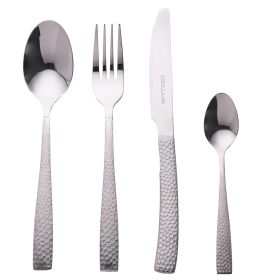 Set 24 posate in acciaio inox lucido, impugnatura opaca, silver, Bali Sibilla