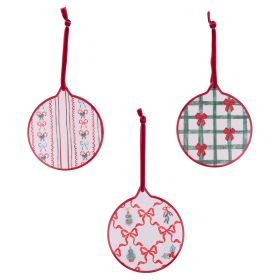 Mattonella decorativa tonda 11,5 cm, Natale coi fiocchi