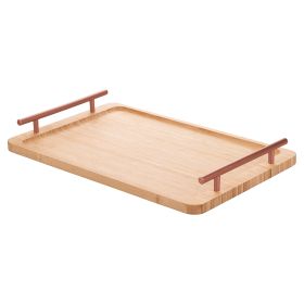 Vassoio 40x25 cm in bamb&#249;, manici rose gold, Natural