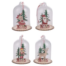 Appendino campana natalizia, in vetro e legno, Santa&#39;s House