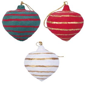 Set 3 appendini trottola realizzati a mano in cartapesta, XMas Paper