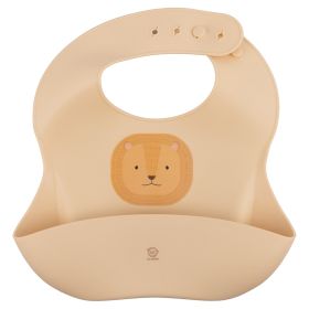 Bavaglino in silicone raccogli pappa, decoro leone, Les Petites Safari