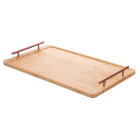 Vassoio 50x30 cm in bamb&#249;, manici rose gold, Natural