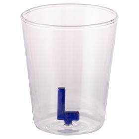 Bicchiere 420 ml in vetro borosilicato, lettera L interna in 3D, Monogram