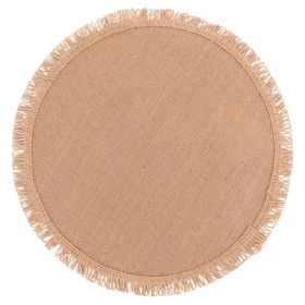 Tovaglietta tonda in juta, bordo ricamato