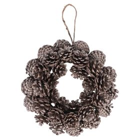 Ghirlanda in rattan e pigne naturali, champagne, XMas