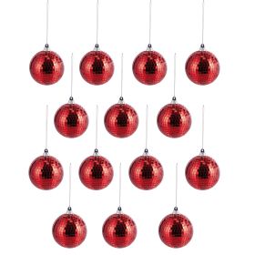 Set 14 palle natalizie disco ball, rosso, Santa&#39;s House