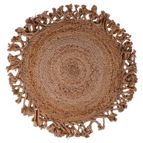 Tappeto tondo 90 cm in juta con frange, Simple