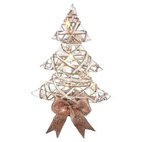 Albero di Natale led a batteria h. 40 cm in ferro e corda di canapa, Xmas