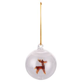 Pallina natalizia in vetro borosilicato, decorazione interna renna 3D, Xmas
