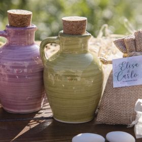 Anfora mini oliera 95 ml in ceramica e sughero
