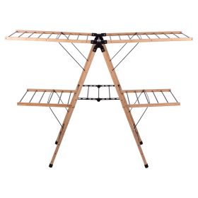 Stendino in metallo e bamb&#249; a 2 ripiani, richiudibile