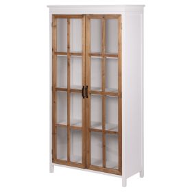 Vetrinetta in legno 4 ripiani, 2 ante in vetro, 82x35x158 cm, Sibilla
<br>