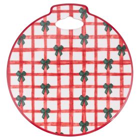 Mattonella decorativa tonda 21 cm, Natale coi fiocchi