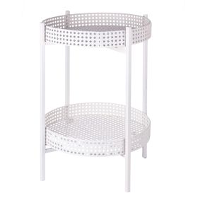 Tavolino in ferro, 2 ripiani effetto paglia di Vienna, avorio, Est&#233;