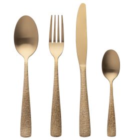 Set 24 posate in acciaio inox, oro opaco, Texture