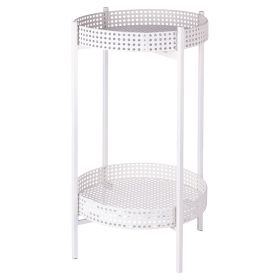 Tavolino in ferro, 2 ripiani effetto paglia di Vienna, avorio, Est&#233;