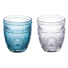 Set 2 bicchieri acqua 330 ml,  trasparente e ottanio, Siviglia Sibilla