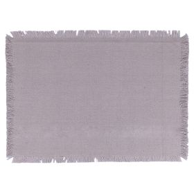 Tovaglietta rettangolare grigia in cotone, Frange