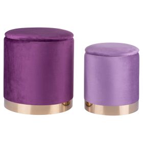 Set 2 pouf contenitore in tessuto effetto velluto, Sibilla