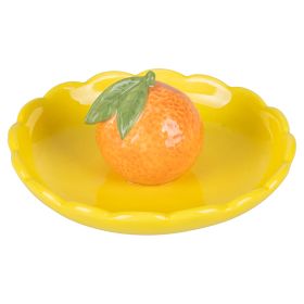 Piattino decorativo tondo in ceramica, design mandarino, Fruit Life