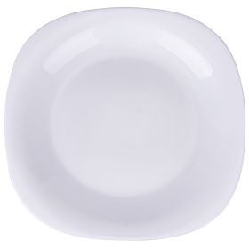 Piatto piano quadrato in vetro opalino, bianco, Sibilla