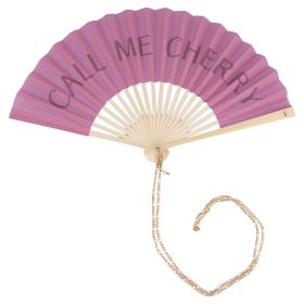 Ventaglio Call me cherry malva, manico in bamb&#249;, Tinte uniche