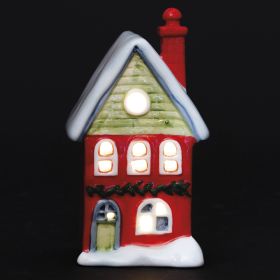 Casetta led in ceramica h. 15 cm, XMas