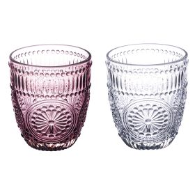 Set 2 bicchieri acqua 330 ml, trasparente e prugna, Siviglia Sibilla