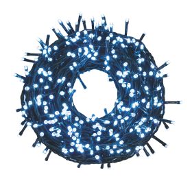 Filo 500 led bianco freddo 15 m, uso esterno, 8 giochi di luce, Santa&#39;s House