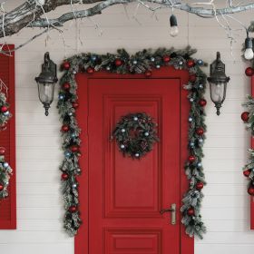 Festone natalizio 180 rami effetto neve l. 270 cm, Santa&#39;s House