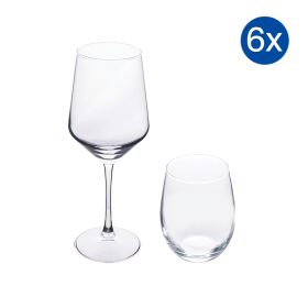 Set bicchieri acqua e calici vino da 12 pezzi, Rubino Sibilla