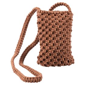 Mini bag da spiaggia con tracolla, intrecciata 13x20 cm, mocha mousse, Macram&#232;