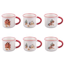 Set 6 tazzine caff&#232; 90 ml in gres, Winter Village