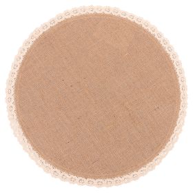 Tovaglietta tonda in juta, bordo in pizzo