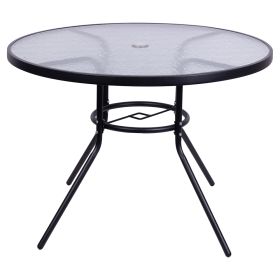Tavolo tondo 100 cm in acciaio al carbonio e vetro
