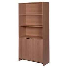 Libreria in legno MDF, 3 ripiani e due ante, 80x34x172 cm, Sibilla