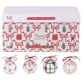 Set 16 palline natalizie 7,5 cm, Natale con i fiocchi