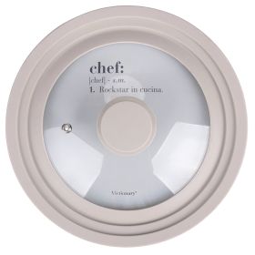 Coperchio 3 in 1 per padelle da 18/20/22 cm, in vetro e silicone grigio chiaro, Victionary