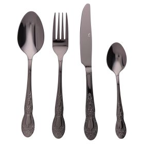 Set 24 posate in acciaio inox, nero lucido, Wonderland