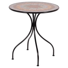 Tavolo tondo da esterno &#216;70xh.75 cm in ferro e ceramica