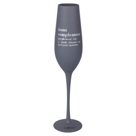 Fl&#251;te 210 ml in vetro opaco con scritta, grigio, Victionary