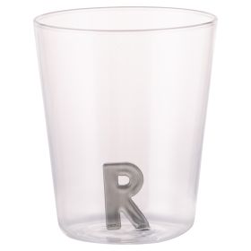 Bicchiere 420 ml in vetro borosilicato, lettera R interna in 3D, Monogram