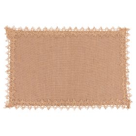 Tovaglietta rettangolare in juta, bordo ricamato